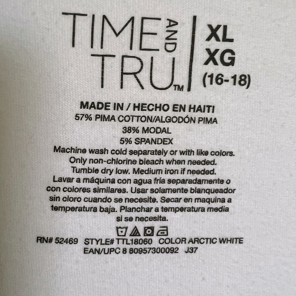 White V-Neck T-Shirt, Size XL - Picture 2 of 3